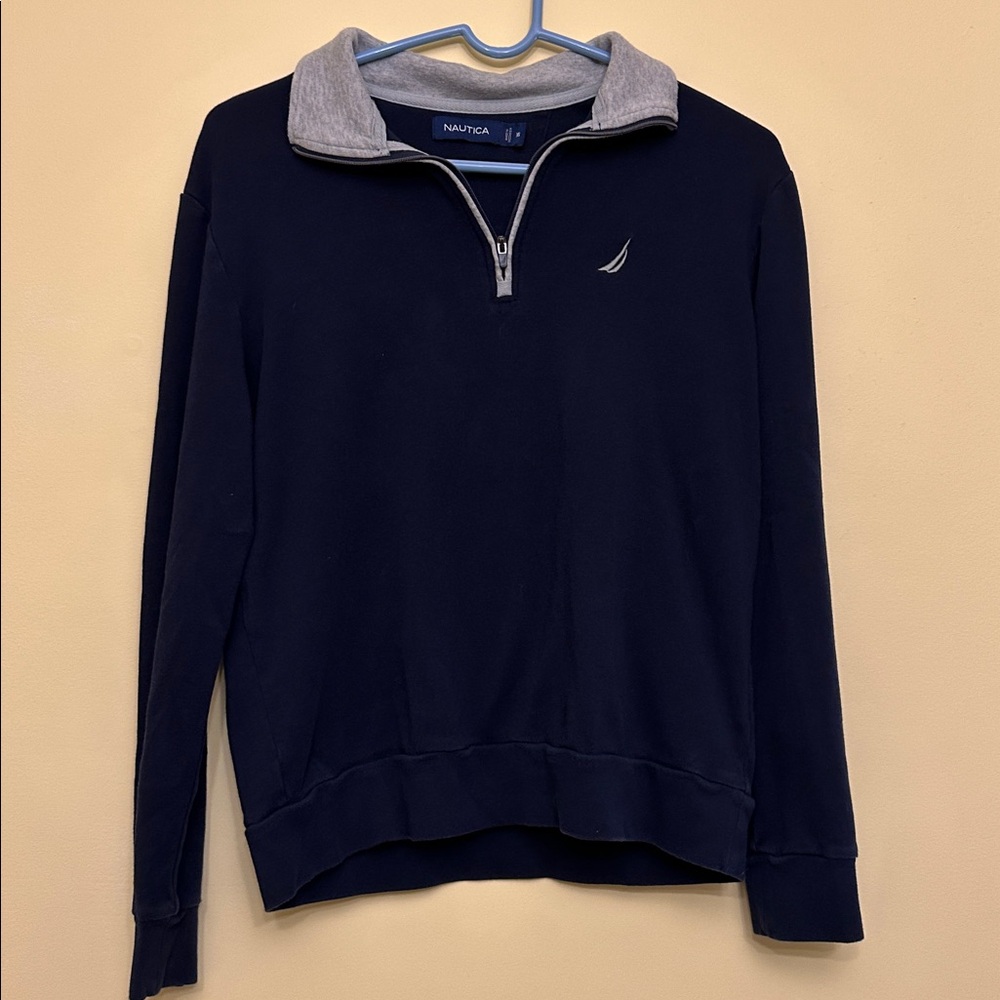 Nautica Dark Blue Pullover with Light Gray Collar